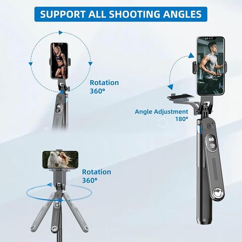 Auto Face Tracking Phone Holder for Phone, GoPro, Compact Camera, 360° Rotation Mount with Remote Compatible with Tripod, Rotating Stand for iPhone for Vlog, Streaming, Video, FaceTime, TIK Tok in Saudi Arabia