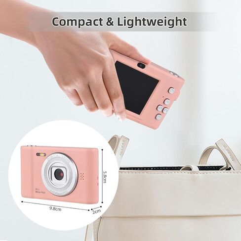 Acuvar 4K 50MP Digital Camera, Auto Focus Kids Camera Selfie with Front and Rear Dual Lenses, 32GB Card,16X Digital Zoom, Compact Travel Vlogging Video Camera Gift for Kid Teen Beginner (Pink) in Saudi Arabia