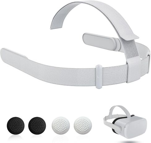 حزام الرأس الأصلي لسماعات Oculus Quest 2، حزام رأس بديل لـ Meta Quest 2، ملحقات الواقع الافتراضي مع زوج من أغطية قبضة الإبهام in Saudi Arabia