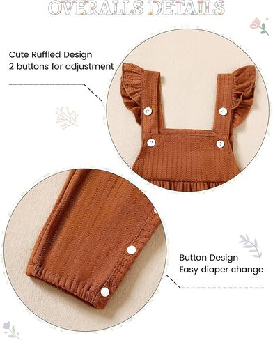 ملابس WESIDOM لحديثي الولادة ملابس بناتي للرضع ملابس خريفية بأكمام طويلة ومزينة بالزهور بذلة رومبير مكشكشة من عمر 0 ​​إلى 24 شهرًا in Kuwait