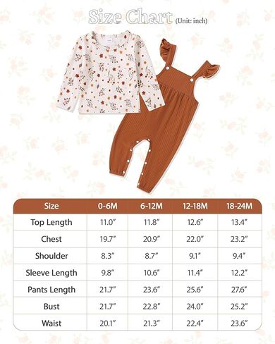 ملابس WESIDOM لحديثي الولادة ملابس بناتي للرضع ملابس خريفية بأكمام طويلة ومزينة بالزهور بذلة رومبير مكشكشة من عمر 0 ​​إلى 24 شهرًا in Kuwait