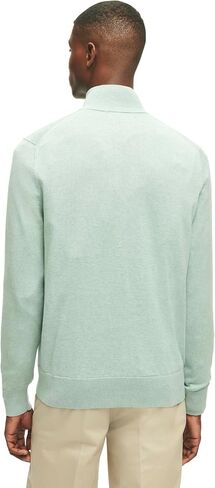 Brooks Brothers Men's Regular Fit Supima Cotton Long Sleeve Half-Zip Sweater, Light Blue/Blue, Medium in Saudi Arabia