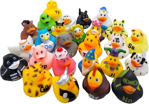 Complete 26 Letters Colorful Figure Alphabet Rubber Duckies (26 Pieces) Ducks Size: 2"- 2.5". in Saudi Arabia