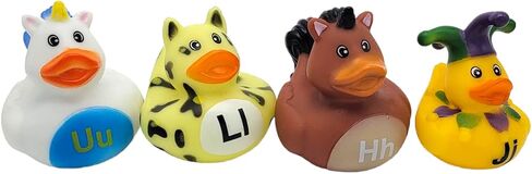 Complete 26 Letters Colorful Figure Alphabet Rubber Duckies (26 Pieces) Ducks Size: 2"- 2.5". in Saudi Arabia