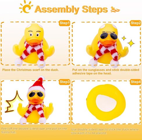 Christmas Yellow Rubber Duck Car Dashboard Decorations Duck Car Ornaments with Christmas Hat Scarf Sunglasses Cool Prop for Car Accessories in Saudi Arabia