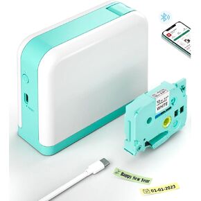 Labeler P3200 Label Makers,Portable Bluetooth Label Printer Machine,Support,iOS Android,with Laminated,Gift for Women,Men,Home,Office,School,Type-C Recharger-Green