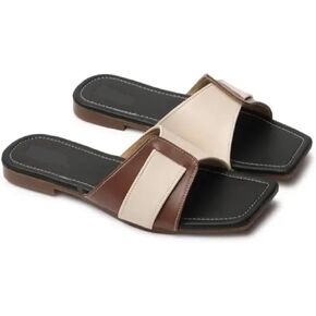 Special Multi-Color Double Strap Sandals for Women – Stylish Brown Flats with TPR Sole for Comfort and Long Use