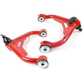 Upper Control Arms for 2-4 inch lift, Suitable for 2000-2010 Silverado Sierra 2500 3500 HD, 2-4" Lift Adjustable Control Arm Red A-arm Tubular Steel with Ball Joint