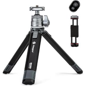 Fotopro Extendable Mini Camera Tripod, Aluminum Alloy Handheld Tripod with Ball Head Phone Holder Universal Tablet Phone Tripod Mount Bluetooth Remote Control for Phone DSLR Camera