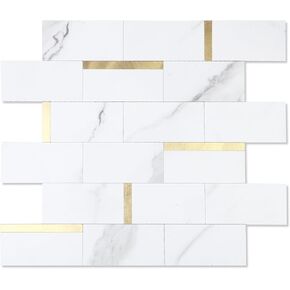 Sample Peel and Stick Backsplash Tile,Rustic Wood PVC Mixed Metal Stick on Backsplash Wall Tiles for Kitchen, Bathroom, Laundry Room