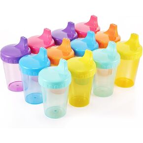 Mifoci 12 Pack Sippy Cups for Toddlers, 6.7 Oz. Reusable Spill Proof Cups for Infant Kids Plastic Sippy Cups Dishwasher/Microwave Safe, 6 Assorted Color