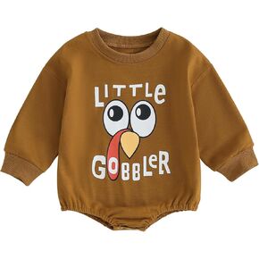 ZyHwShine Thanksgiving Outfit Newborn Infant Baby Girl Boy Turkey Romper Gobble Letter Print Bodysuit Fall Winter Clothes