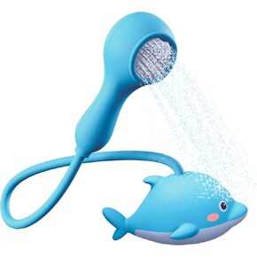 Baby Bath Shower Head - Rechargeable Kids Toddler Bathtub Sprayer Toy - Infant Child Tub Accessories Dolphin Bathtime Water Pump