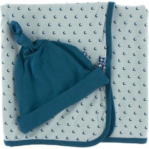 KicKee Swaddle Blanket and Matching Knot Hat, Silky Soft Baby Blanket, Swaddle Wrap is Sized 40" x 29" (Tiny Hearts - One Size)