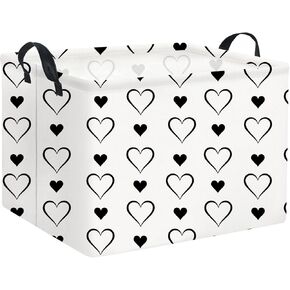 CLOCOR Rectangular Heart Printed Valentine's Day Basket Empty,Gift Basket for Kids,Boyfriend,Girlfriend,Waterproof Storage Basket with Handles,Room Decor(Bright Heart)