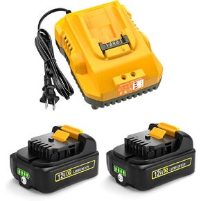 12V Battery 3000mAh Replacement for Dewalt Battery 12V 2Packs with 12v/20v DCB112 Charger Combo