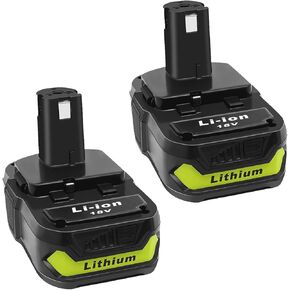 2Pack 3.0Ah Replacement for Ryobi 18V Battery P102 P103 P104 P105 P107 P108 P109 P190 P122 Compatible with Ryobi 18V Cordless Tools