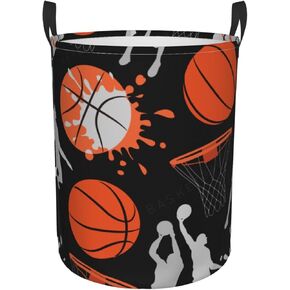 Basketball Sport Print Round Laundry Hamper Storage Basket Toys Clothes Organizer Bin For Home Bathroom Bedroom Dorm Nursery, 62l