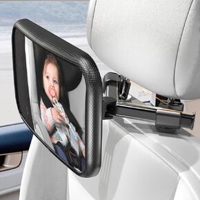 Rukie Baby Car Mirror, Car Mirror For Baby - Quick And Easy To Install, Baby Mirror For Car Wide Crystal Clear View, Shatterproof, 360° Rotation Car Seat Mirror For Baby Rear Facing Hook Clip Design