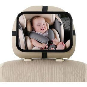 Baby Car Mirror,Safety Car Seat Mirror for rear facing infant,Headrest Mount Mirror,Certified Crash Tested Rear,Wide View,Shatterproof,Adjustable Safety Mount,Crystal Clear View of Newborn