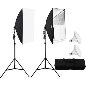 VEVOR Softbox Lighting Kit, 20" x 28", Professional Softbox with 30W 5500K LED Bulbs, Close to Natural Daylight, Adjustable Tripod Stand, Studio Lights for Photography, Vedio Recording, Live Streaming