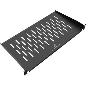 1U Server Rack Shelf 19-Inch Universal Vented Rack Mount Cantilever Server Cabinet Shelf Duty Steel - Weight Capacity 50lb/23kg 12" Deep