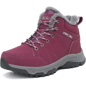 Women Waterproof Winter Ankle Snow Boots Non-Slip Hiking Boots with Warm Fur Lined Winter Walking Boots Sneakers Wide Width Outdoor