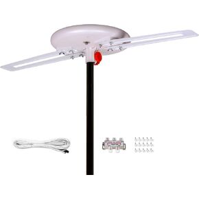 Five Star Upgraded 2024 Omni-Directional Outdoor HD Digital TV Antenna 360 Degree, J Mount Included for Attic or Outdoor, Weather Resistant, Supports ATSC 3.0 and 4K 1080P HD Smart TV VHF UHF