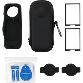 Camera Protective Accessories Kit Hard Shell Protector Case Protective Silicone Case Lens Cap Screen Protector Compatible with Insta 360 X4