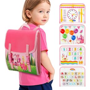 Cokouchyi Toddler Busy Board Backpack Travel, Montessori Toys for 1-4 Year Old Toddlers, First Birthday Gifts for Toddler Girl Age 1-4, Learning Educational Sensory Busy Book for Travel, Truck Cars