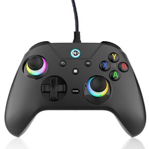 FAHJYXOM Wired PC Game Controller，Enhanced Wired 7.6ft Controller with Hall Trigger/RGB Illumination/High Speed Chip - No Drift - 1000HZ Feedback/For Windows 11/10/7/PC, Steam (Black)