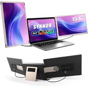 15.6" Laptop Screen Extender - Detachable FHD 1080P Portable Monitor, Triple Monitor for 13''-17.3'' Screen Laptops with Speaker & Stand, Plug-Play Compatible with Mac/Windows/Android/Dex