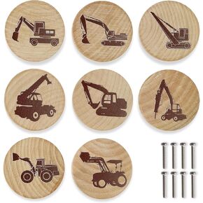 8PCS Wooden Childrens Bedroom Door Drawer Knobs Handles Vehicle Kids Baby Nursery Wood Knob Dresser Decorative Cabinet Knob