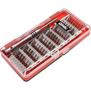 DNA Motoring TOOLS-00078 60 Piece Magnetic Driver Kit with Flexible Shaft Extension Rod for Phone PC, Game Consoles, or Tablets, 1 Kit, Red