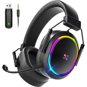 Dual Wireless Gaming Headset for PS5 PS4, 2.4 Ghz Bluetooth Gaming Headphones with Noise Cancelling Microphone, 50H Battery Surround Sound Gamer Headsets for PC Mobile Laptop Xbox Nintendo Switch Mac