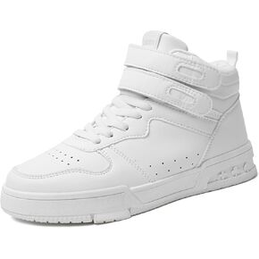 Women's High Top Fashion Basketball Ankle Boots Walking Tennis Shoes Platform Hook and Loop Casual Faux Leather Hidden Heels Sneaker