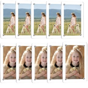 Acrylic Fridge Magnetic Frame 5 Pcs,Refrigerator Magnet for Fujifilm Instax,Polaroid Instant Film 2.36x3.5, Durable Magnetic Photo Frame Fridge Magnet (Clear-A)