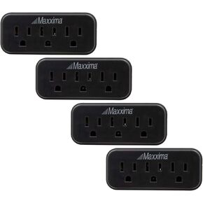 Maxxima 3 Grounded Multi Outlet Adapter Wall Plug - Outlet Extender Wall Tap, Turns 1 Outlet into 3, Indoor 3 Way Plug Splitter - White - 4 Pack
