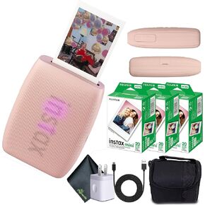 Fujifilm INSTAX Mini Link 3 Smartphone Printer (Rose Pink) + Travel Bag Small + 3X INSTAX Mini Instant Film (60 Sheets) + USB Power Charging Adapter + Diginerds Microfiber Cleaning Cloth