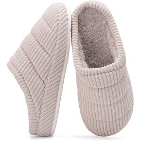 NineCiFun House Slippers for Women Corduroy Memory Foam Fuzzy Slippers Warm Slip On Indoor Outdoor Shoes