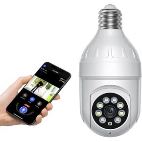 1080P Light Bulb Security Camera with Motion Detection and Alarm, 2.4GHz WiFi Only, Two-Way Talk, Color Night Vision, Human Detection for Indoor/Outdoor Home Security