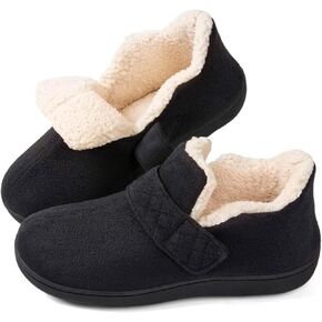 Zizor Women's Ivy Adjustable House Shoes Indoor Outdoor (Black, Size 11 Wide)