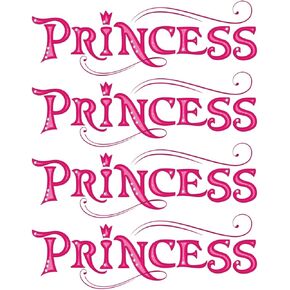 4 PCS Pink Princess Wall Stickers Princess Sign for Door Girls Room Décor 16"×6" Removable Peel and Stick Vinyl Stickers for Girls Bedroom Baby Crib Nursery Room Home Decorations