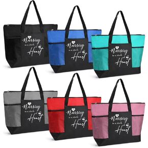 Buryeah Nurse Cna Tote Bags with Mesh Pockets for Work Gifts Nursing Appreciation Gifts for Christmas Nurses Week