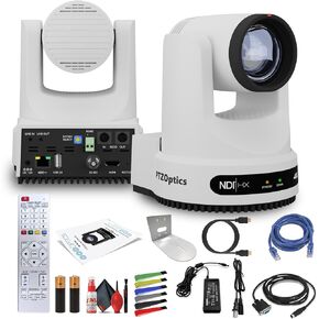 PTZOptics Move 4K SDI/HDMI/USB/IP PTZ Camera with 20x Optical Zoom (White) (PT20X-4K-WH-G3) + Universal Wall Mount (White) + Lens Cleaning Kit + HDMI Cable + Ethernet Cable + Color Wire Ties