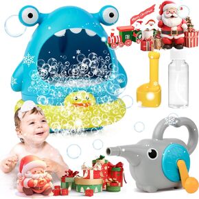 Shark Bubble Machine Baby Bath Toys with 2 Attachments, Generate Lots of Bubbles for Fun