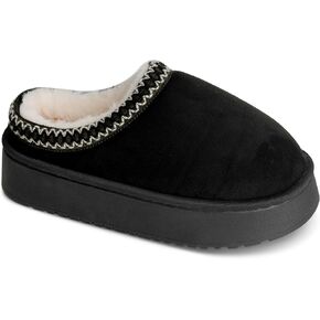 Platform Slippers for Women Mini Fuzzy Boots, Super Light EVA 4cm Thick Sole, Fur Fleece Lined, Cozy and Stylish Slipper for Outdoor Indoor