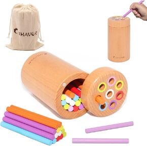 Montessori Toys for 1 Year Old, Sensory Toys for Toddlers Age 1 2 3, Wooden Learning Color Sorting Toys, Sensory Training with Color Sorting Sticks, Birthday for Boys Girls
