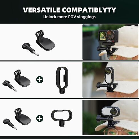 حامل بمشبك قبعة بيسبول لـ Insta360 GO 3/3S (مع حامل GO 3/3S أفقي ورأسي)، حامل بمشبك لغطاء الكاميرا لـ DJI Action 5 Pro/4/3، متوافق مع ملحقات Gopro/Insta360 Ace Pro in Kuwait