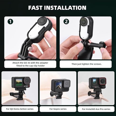 حامل بمشبك قبعة بيسبول لـ Insta360 GO 3/3S (مع حامل GO 3/3S أفقي ورأسي)، حامل بمشبك لغطاء الكاميرا لـ DJI Action 5 Pro/4/3، متوافق مع ملحقات Gopro/Insta360 Ace Pro in Kuwait